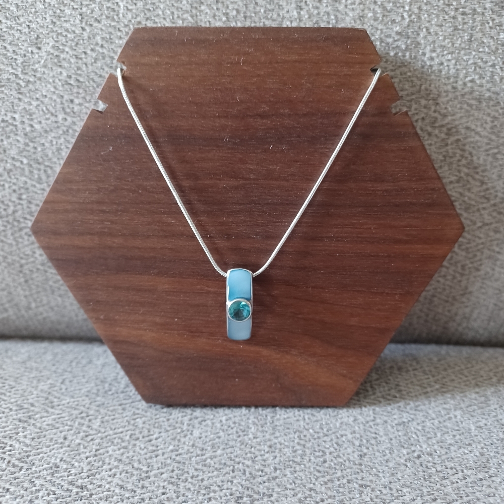 Havana, Mother Of Pearl, Blue Topaz 925 Necklace